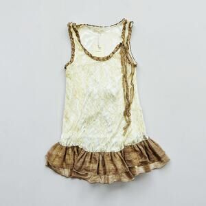 NWT Coquette Mini Dress A'Reve Lace Overlay Ruffle Hem Bow - Size Large